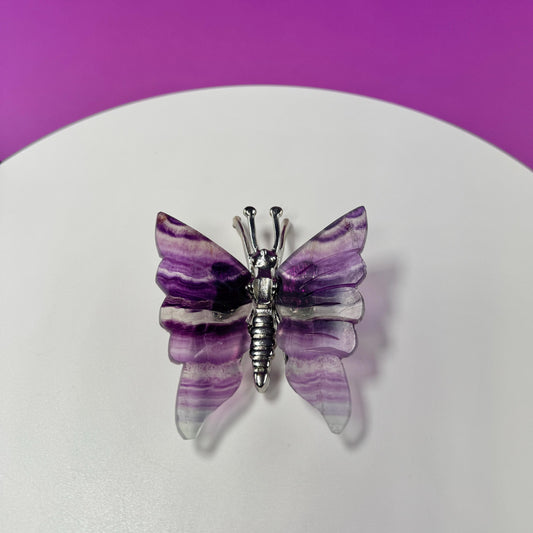 Purple Fluorite Butterfly Carving