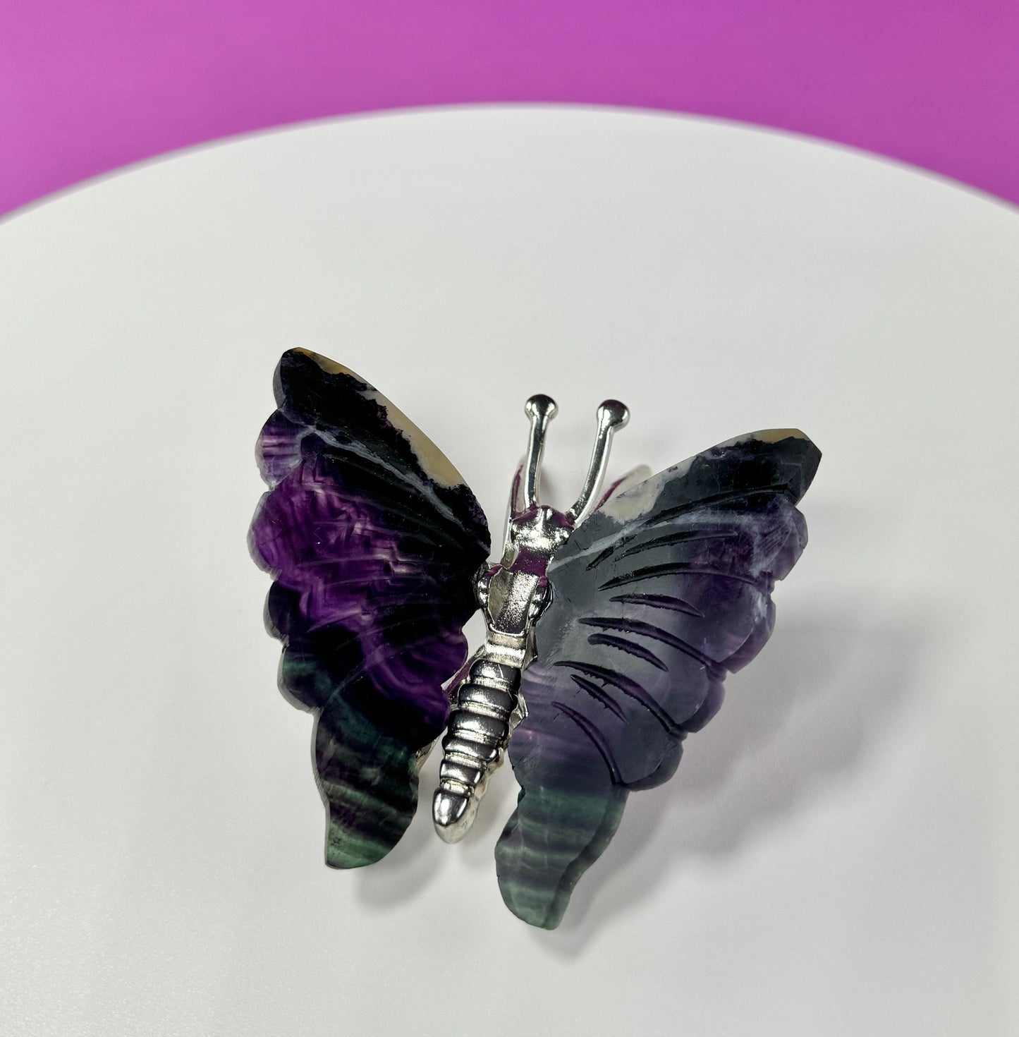 Purple Fluorite Butterfly Carving