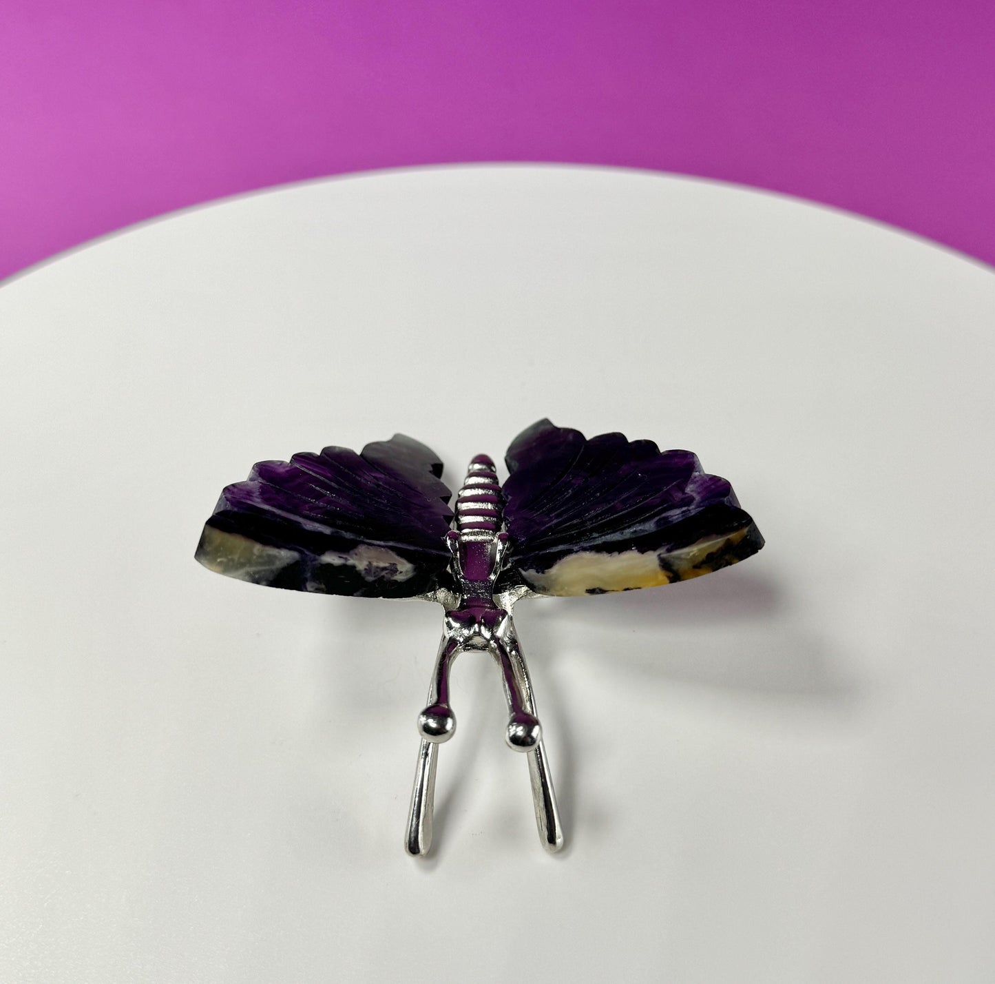 Purple Fluorite Butterfly Carving