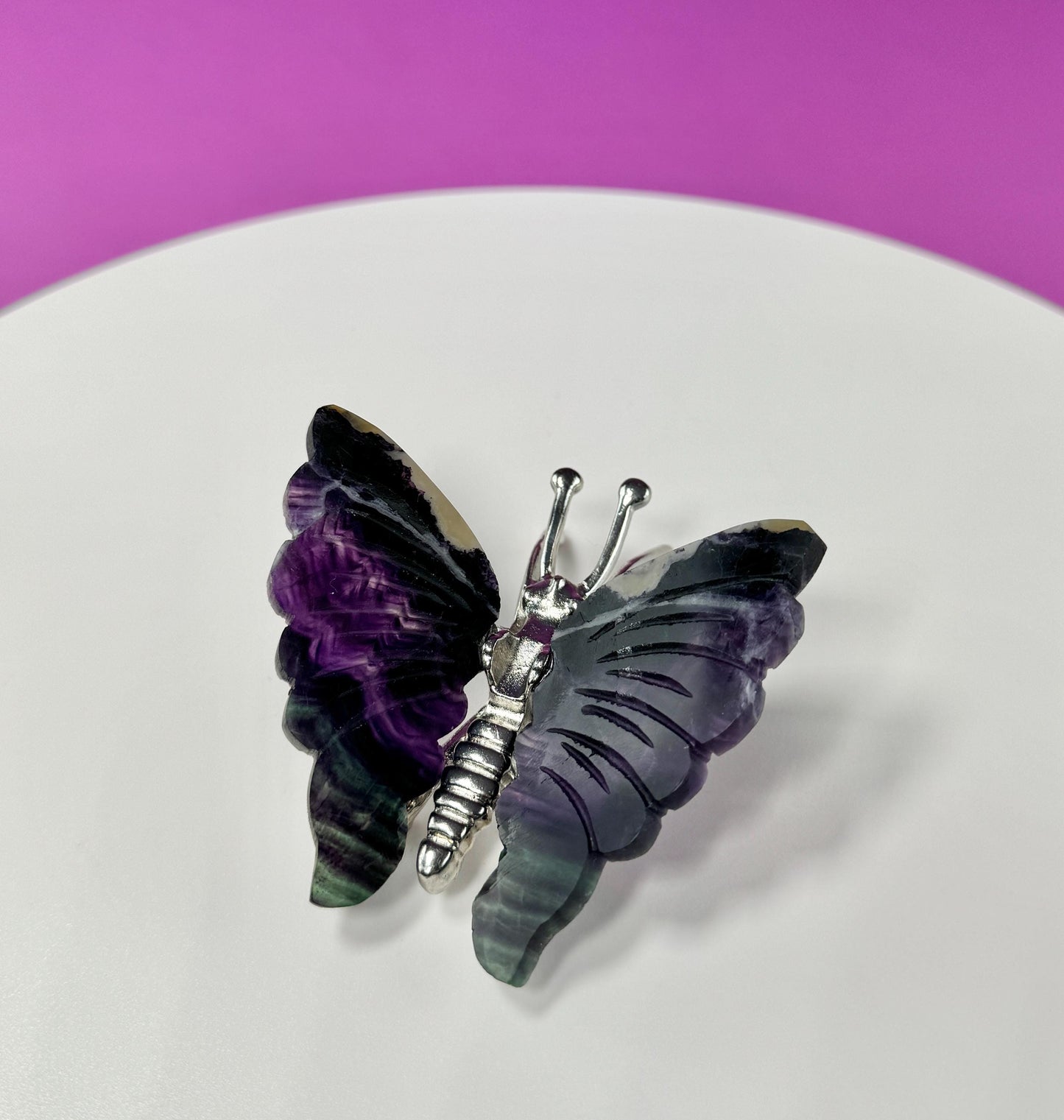 Purple Fluorite Butterfly Carving