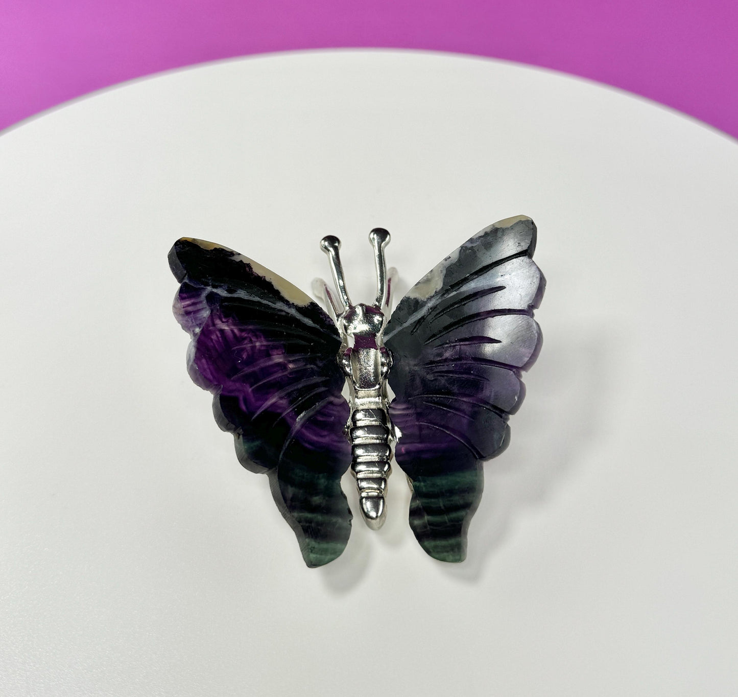 Purple Fluorite Butterfly Carving