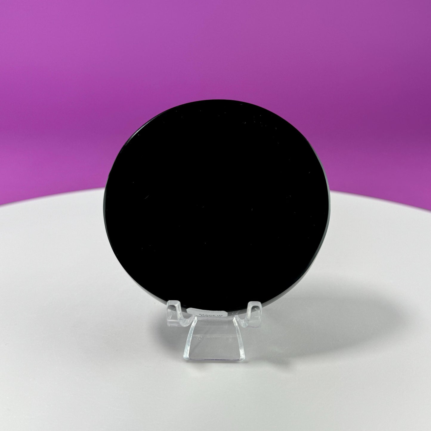 Black Obsidian Mirror, Black Obsidian Scrying Mirror (Mexico) (Includes Acrylic Stand)