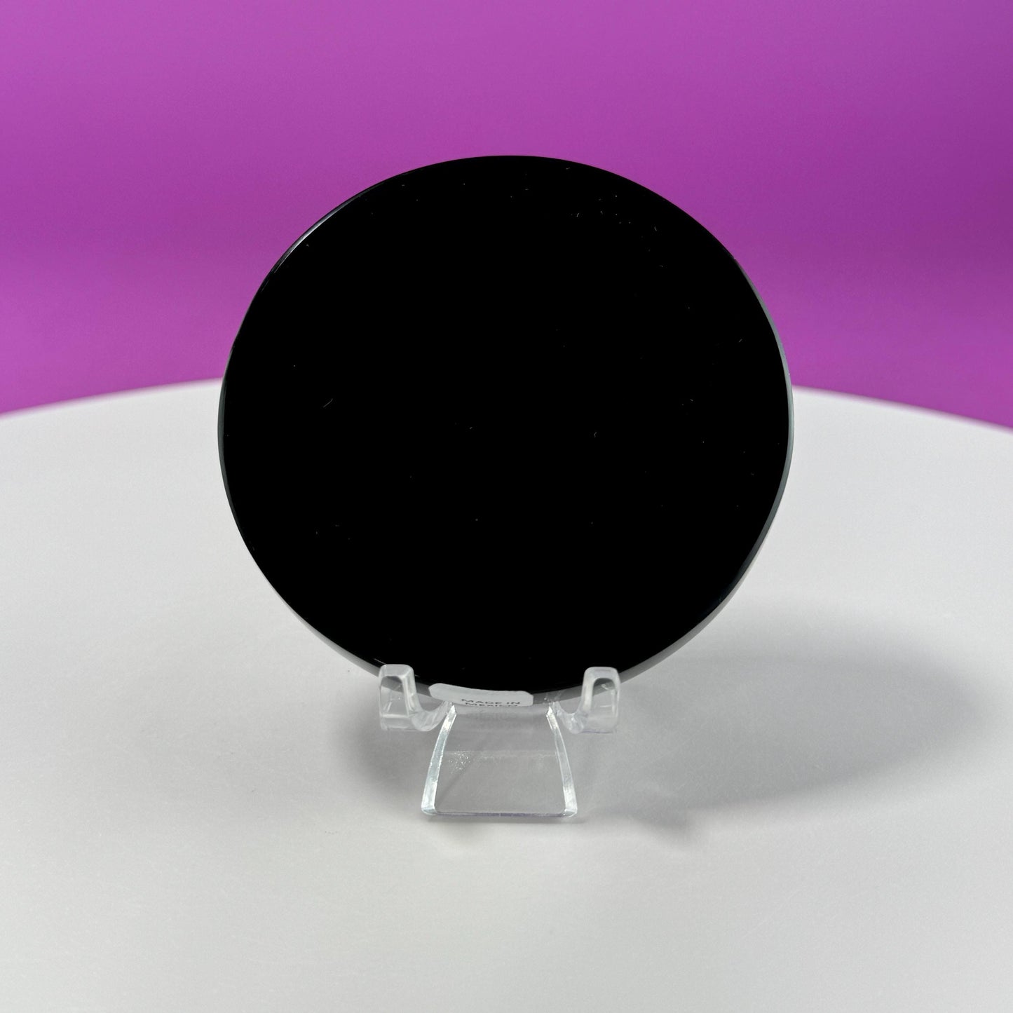 Black Obsidian Mirror, Black Obsidian Scrying Mirror (Mexico) (Includes Acrylic Stand)