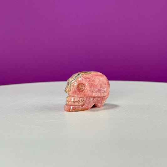 Rhodochrosite Mini Skull Carving