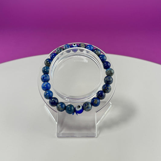 Lapis Lazuli Evil Eye Bracelet  8 Millimeter Beads - SAVE On Multiple Bracelets!!