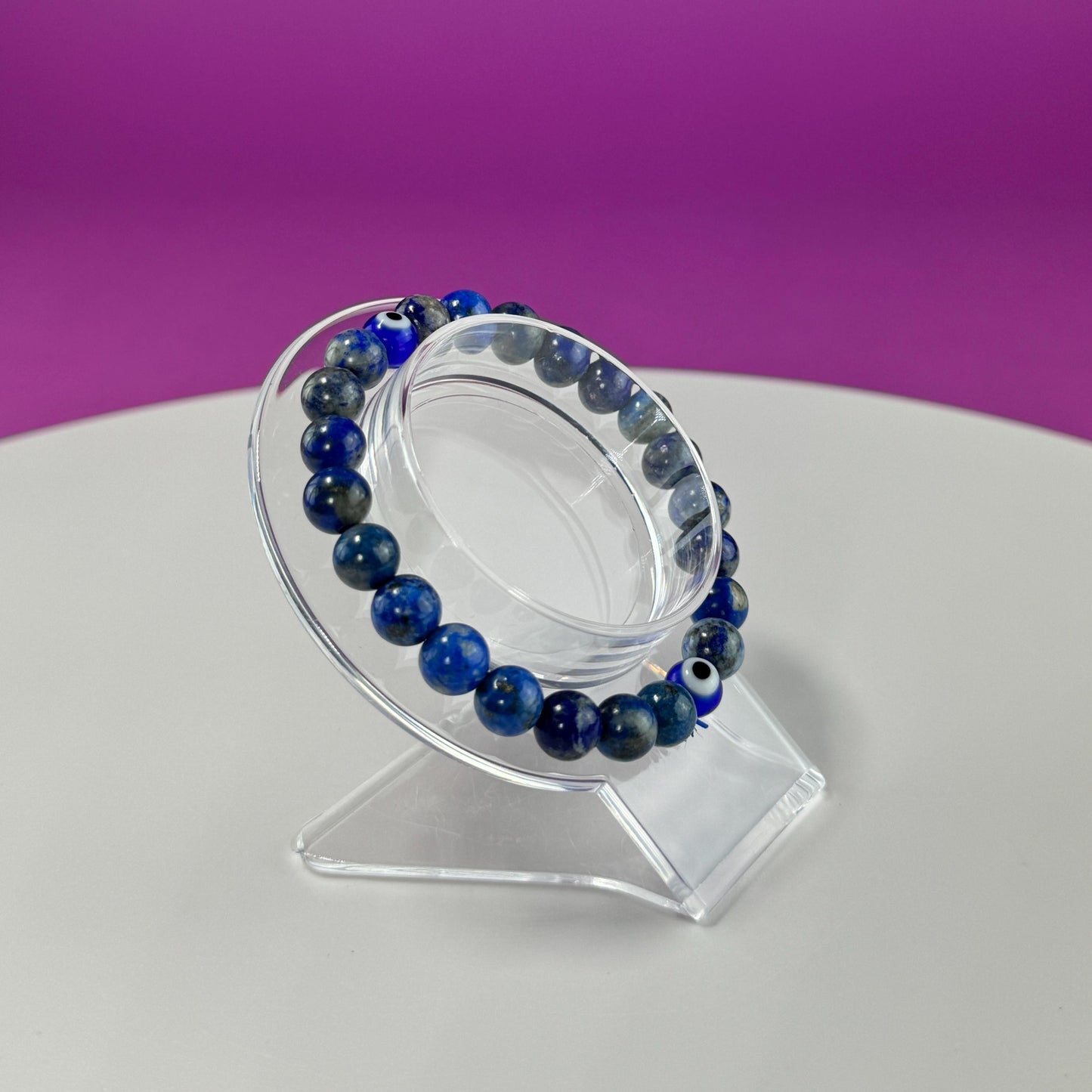 Lapis Lazuli Evil Eye Bracelet  8 Millimeter Beads - SAVE On Multiple Bracelets!!