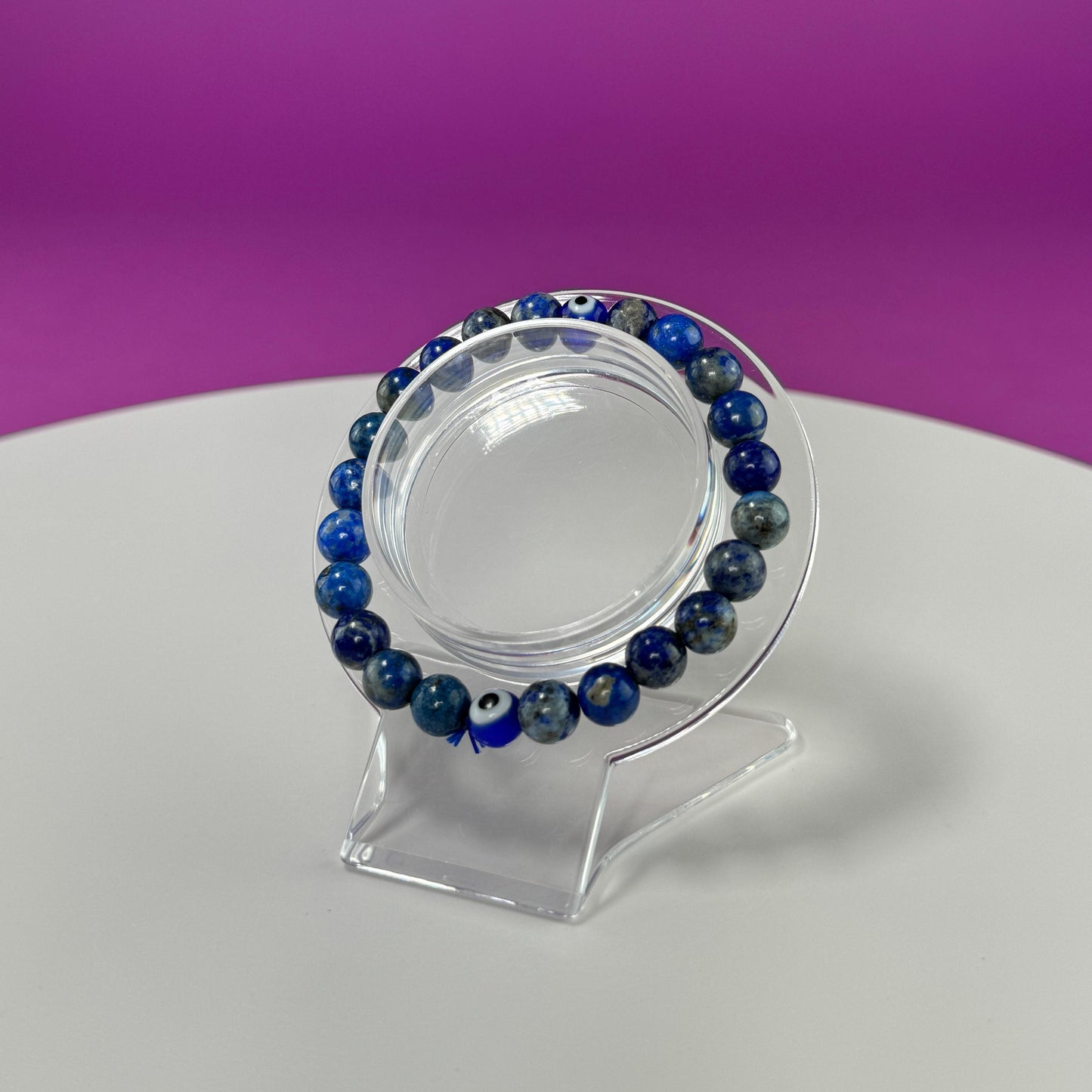 Lapis Lazuli Evil Eye Bracelet  8 Millimeter Beads - SAVE On Multiple Bracelets!!