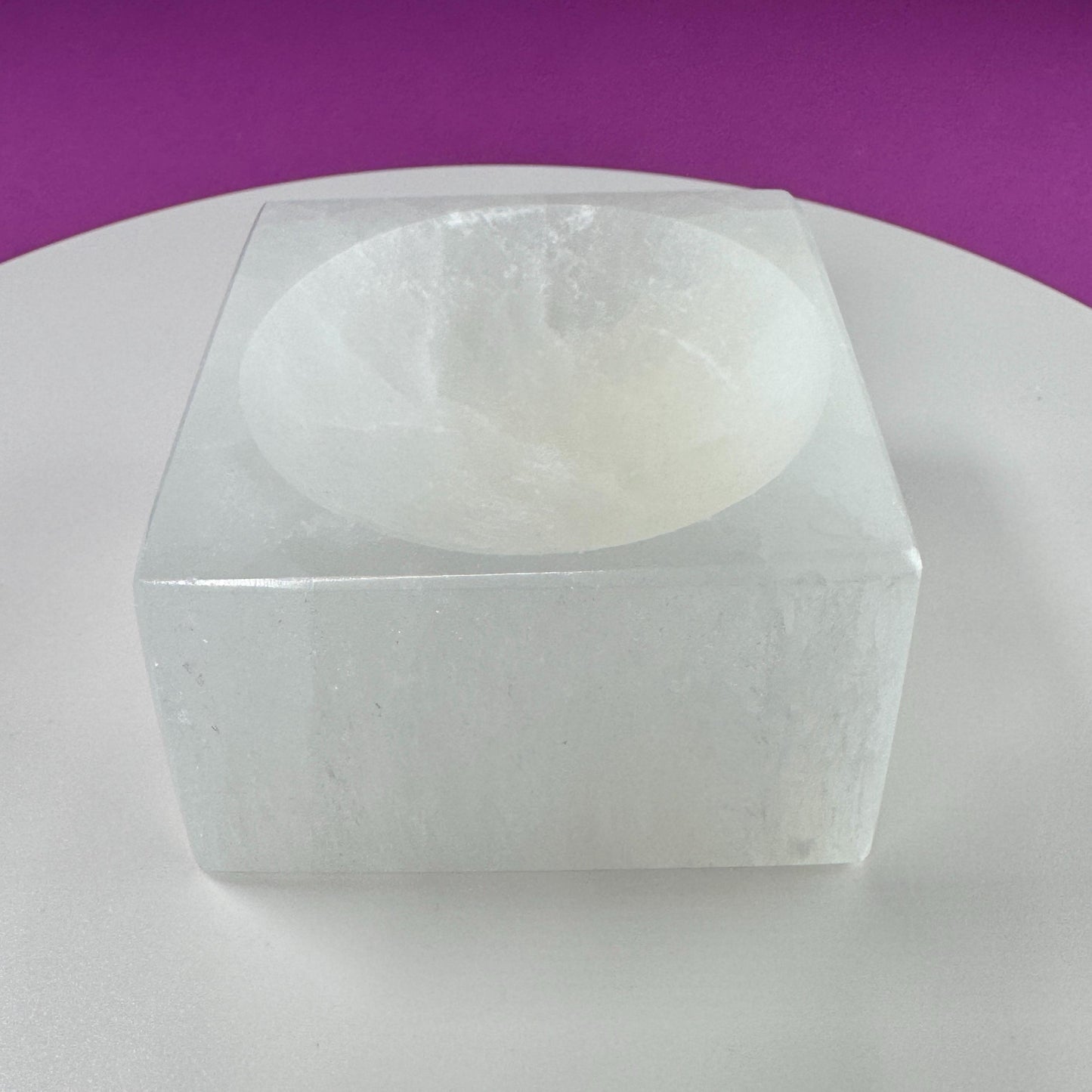 Selenite (AKA Satin Spar) Charging Bowl Cube