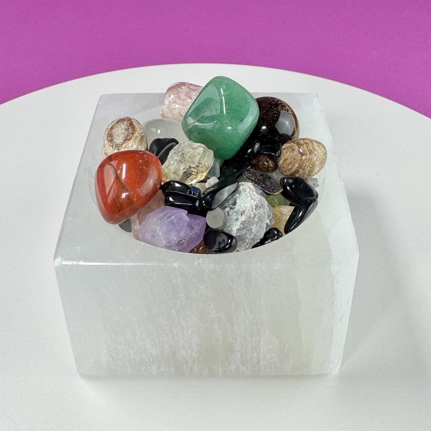 Selenite (AKA Satin Spar) Charging Bowl Cube