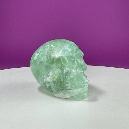 Green Fluorite Skull Carving (UV Reactive)