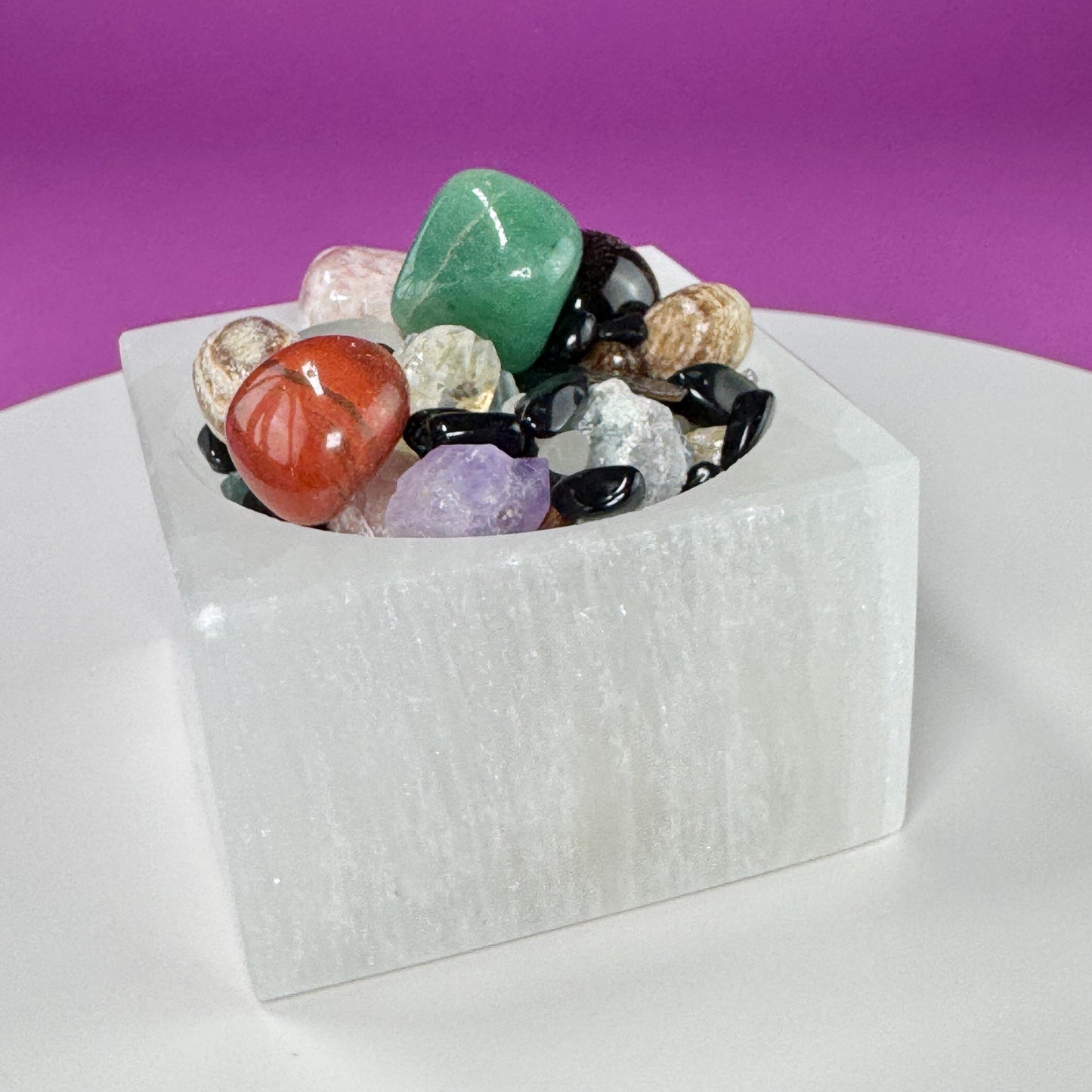 Selenite (AKA Satin Spar) Charging Bowl Cube