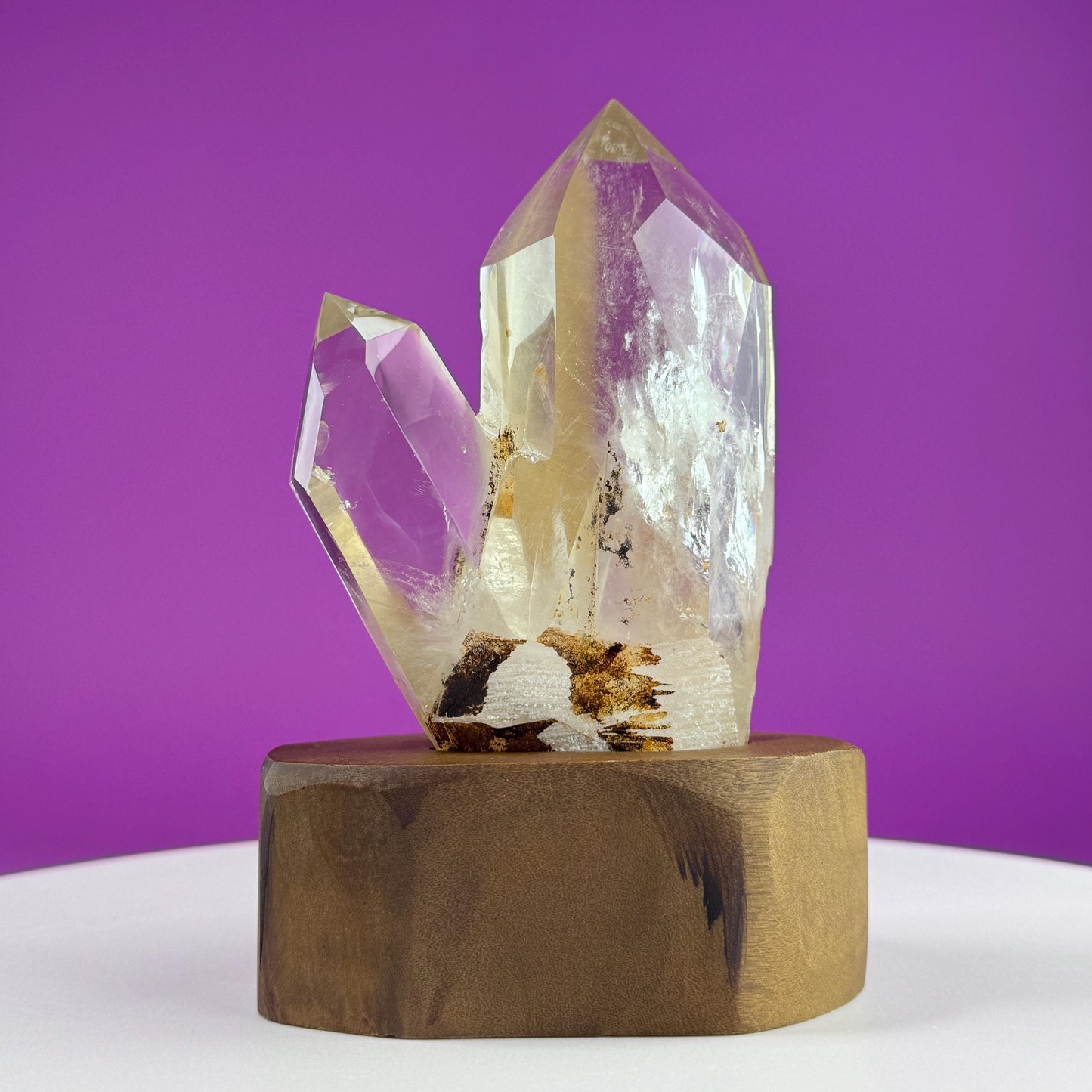 Quartz Double Point Cluster (Includes Custom Wood Stand)