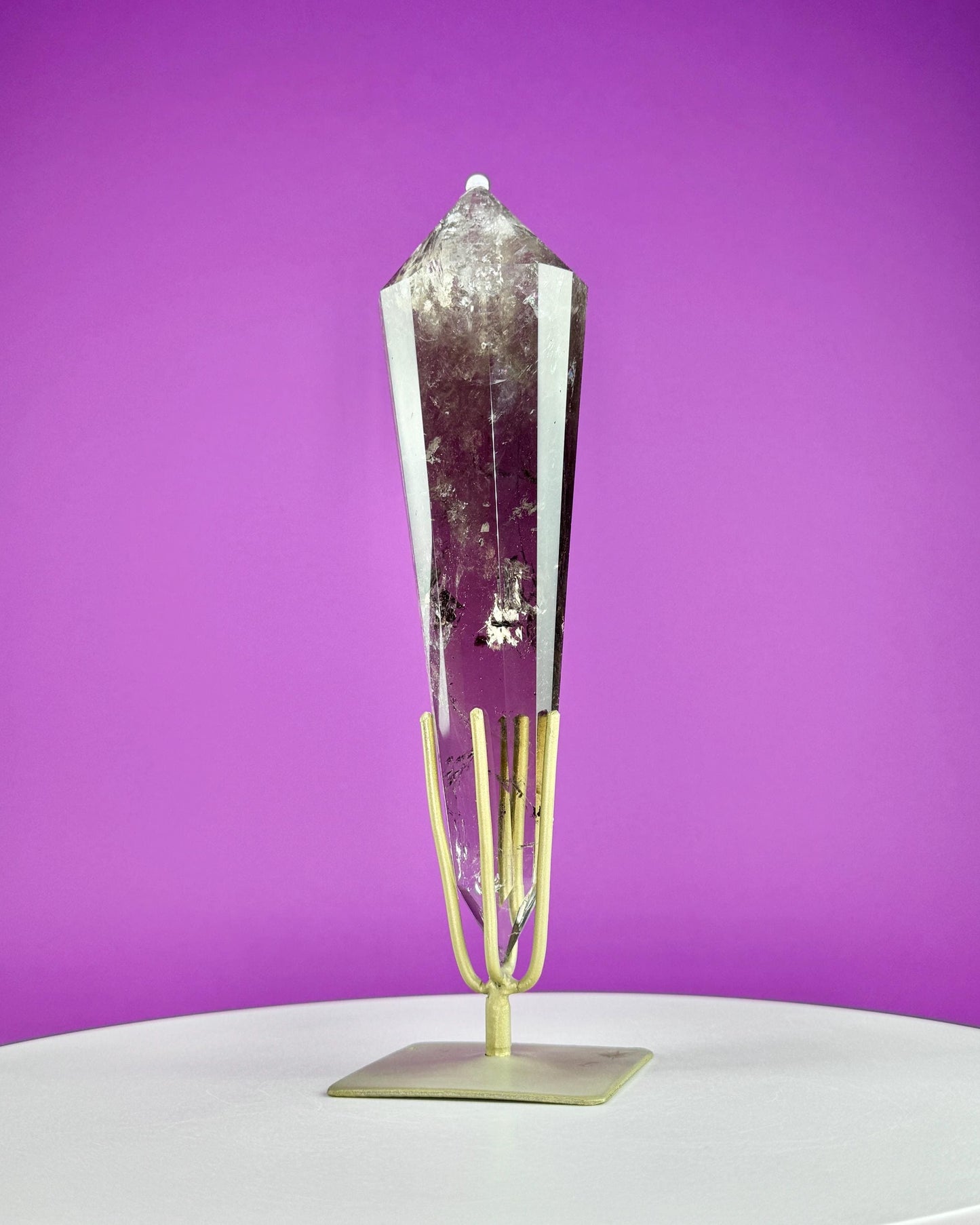 Smoky Quartz Vogel (Includes Gold Stand), (Brazil) 9.5 Inches Tall