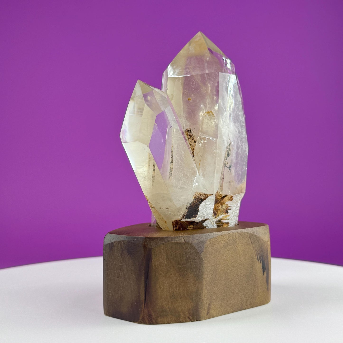 Quartz Double Point Cluster (Includes Custom Wood Stand)