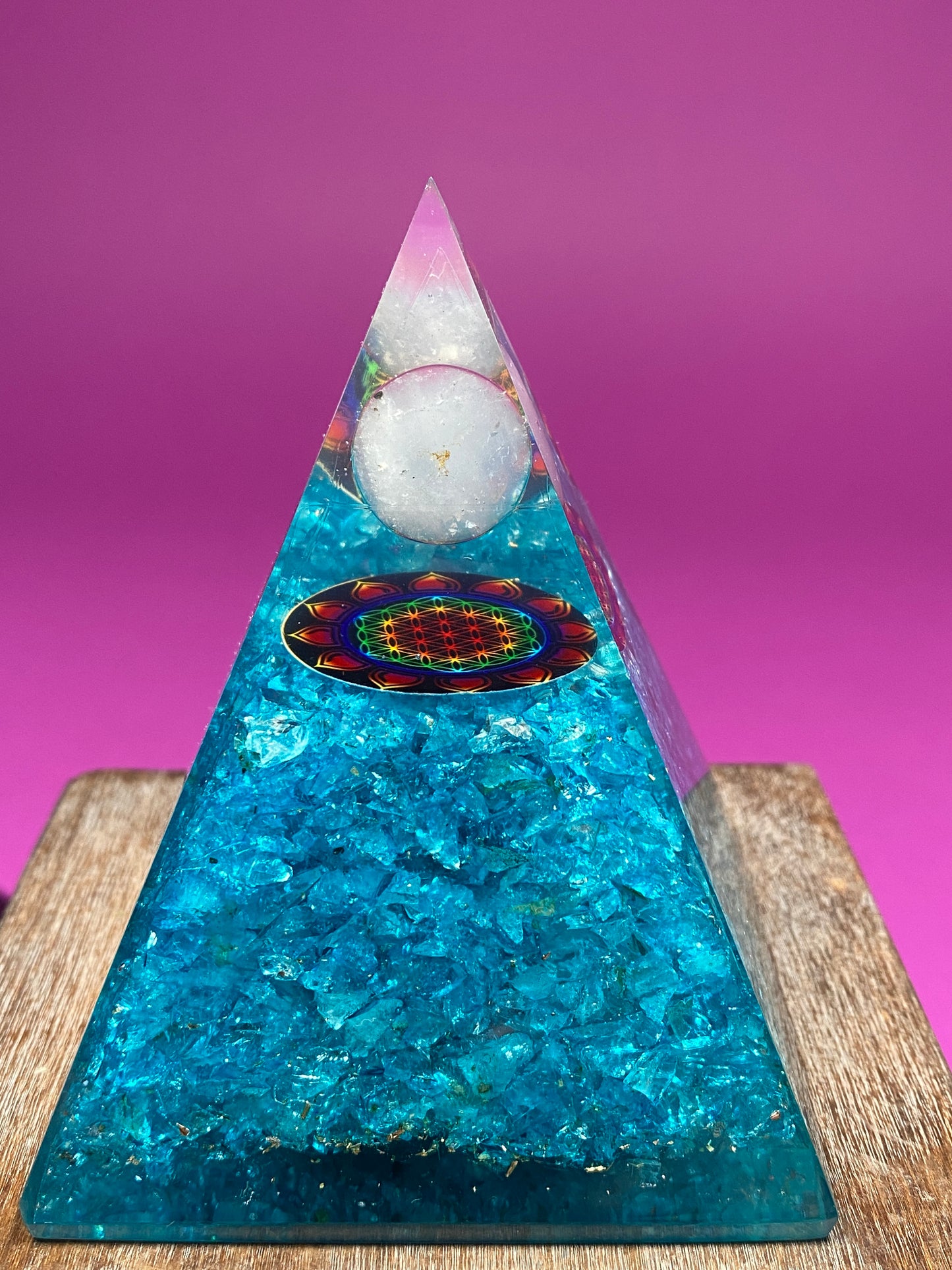 Blue Aqua Orgonite Crystal Pyramid