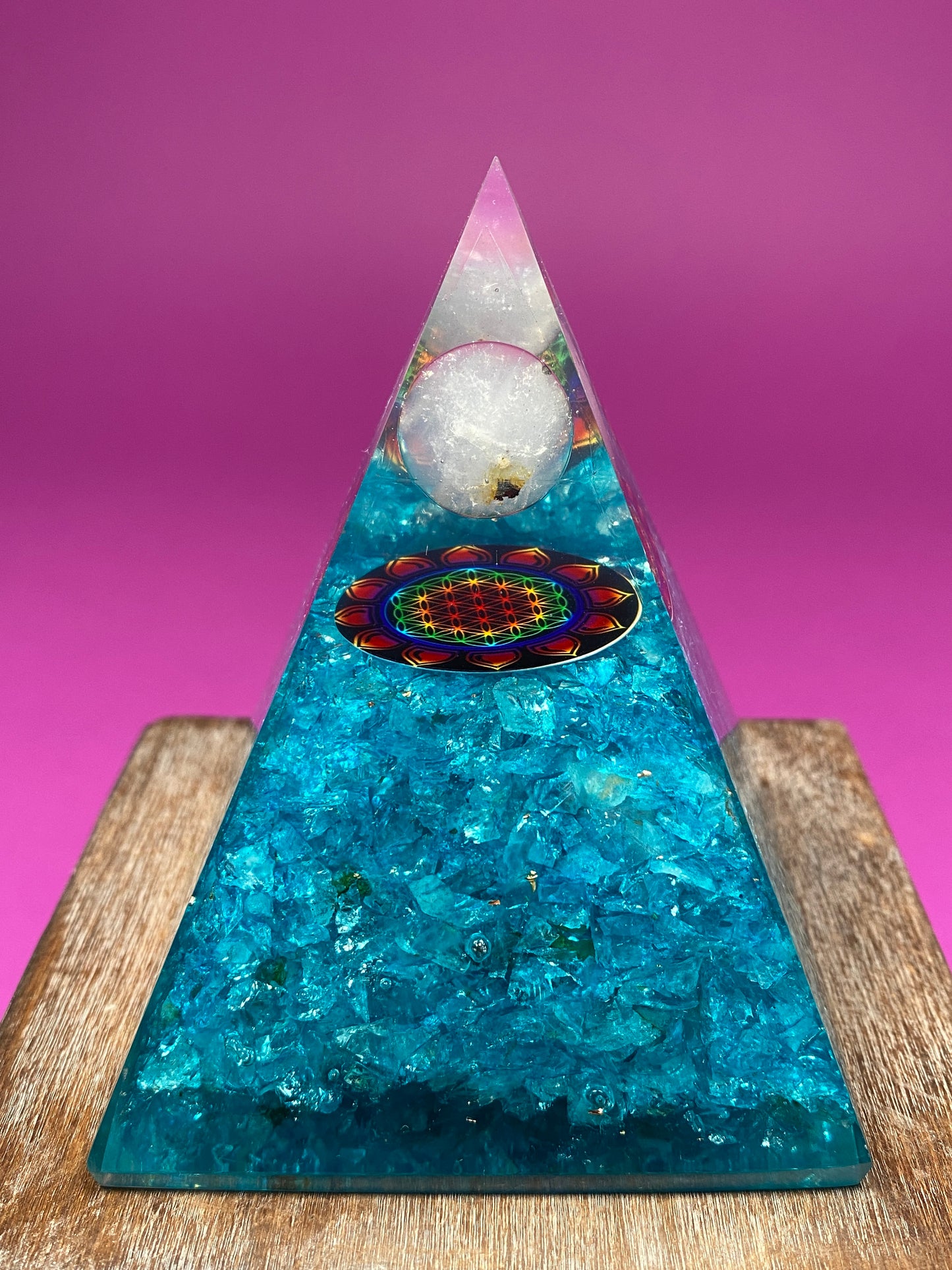 Blue Aqua Orgonite Crystal Pyramid