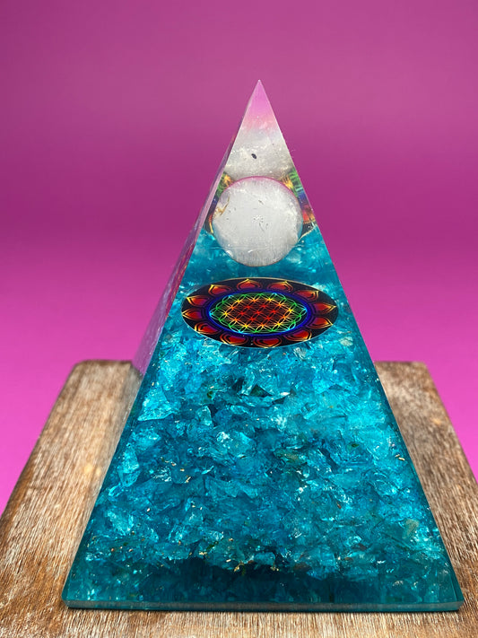 Blue Aqua Orgonite Crystal Pyramid