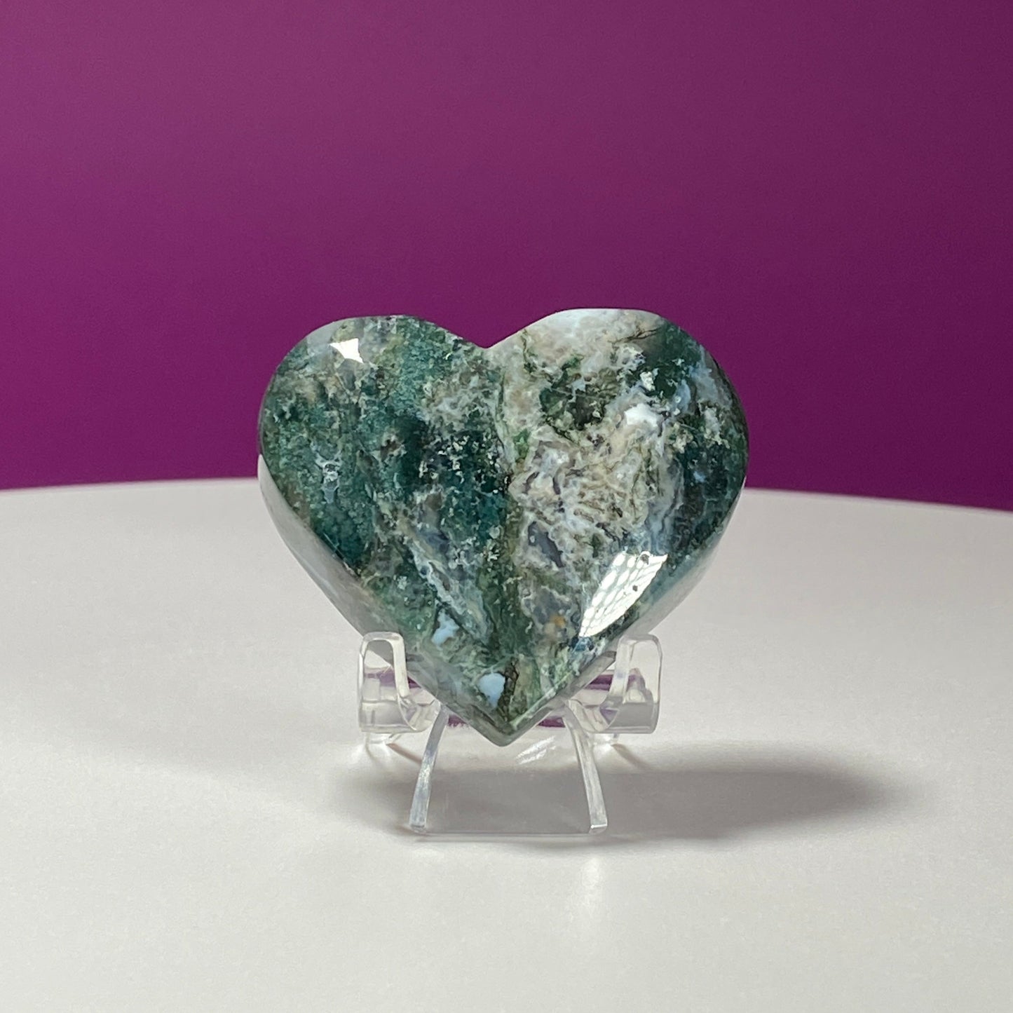 Moss Agate Heart Carving