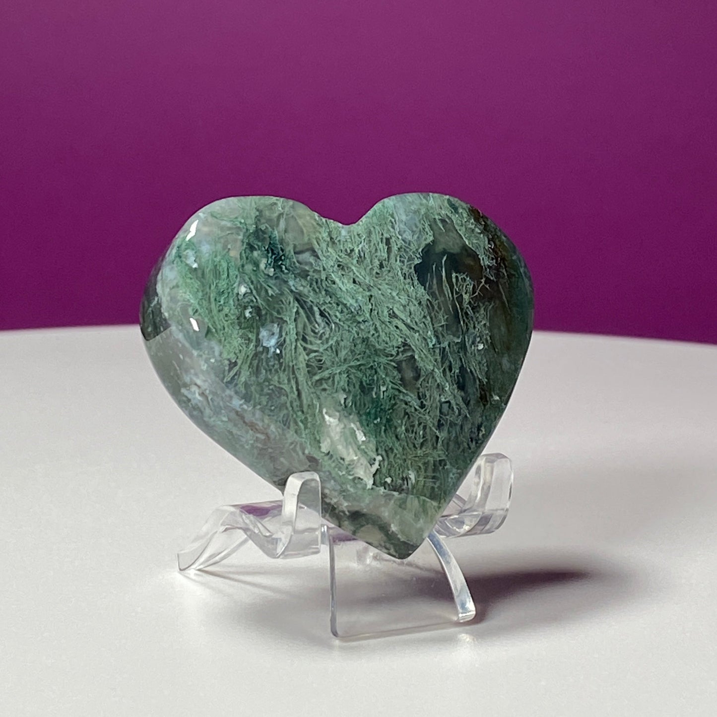 Moss Agate Heart Carving