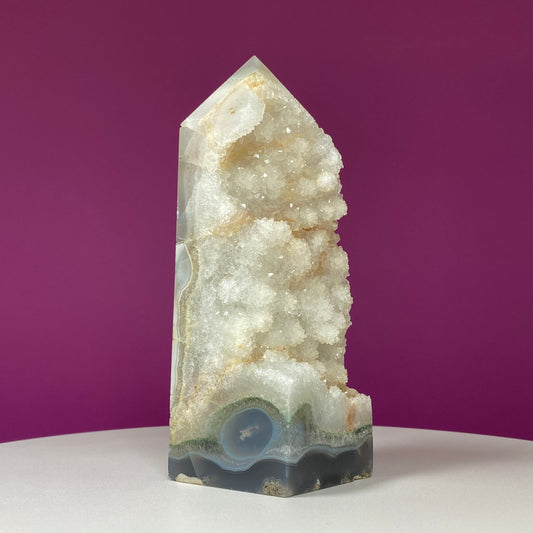 Cluster Agate Tower with Druzy