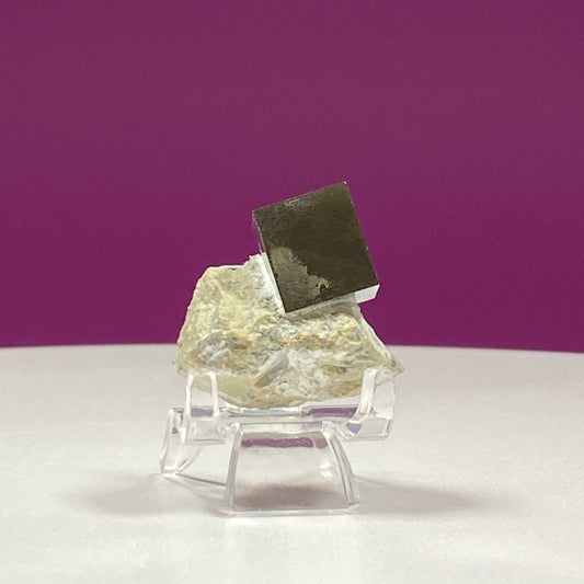 Pyrite Cube Specimen (Includes Acrylic Stand)