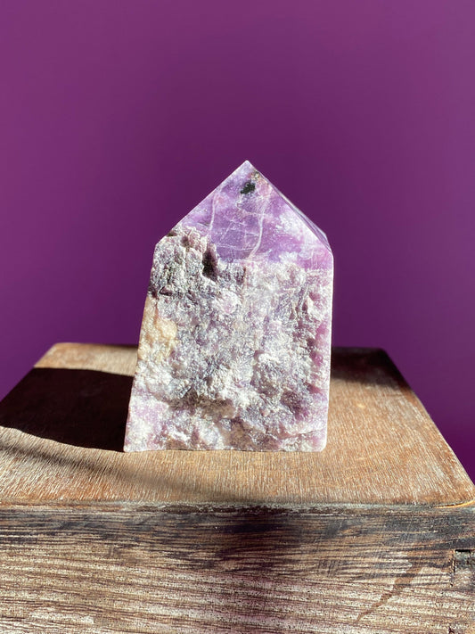 Lepidolite Point, Natural Lepidolite with Polished Point