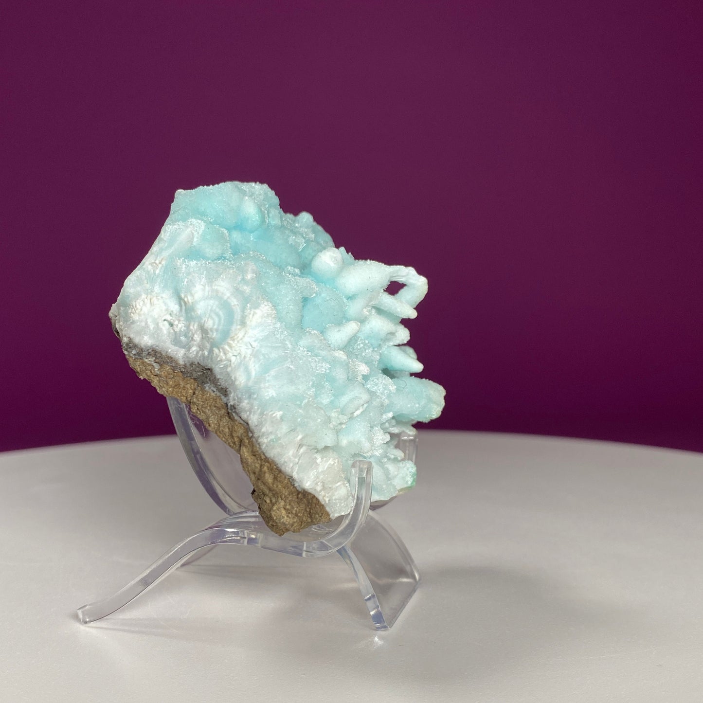 Blue Aragonite Specimen (Yunnan, China) (Includes Acrylic Stand)