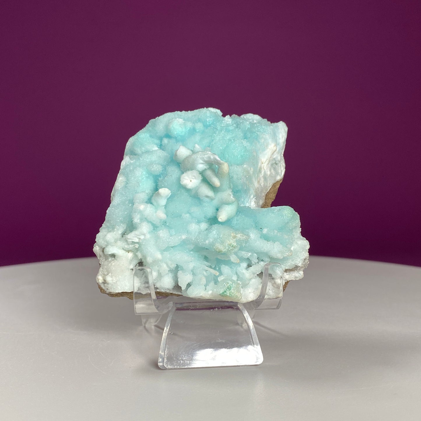 Blue Aragonite Specimen (Yunnan, China) (Includes Acrylic Stand)