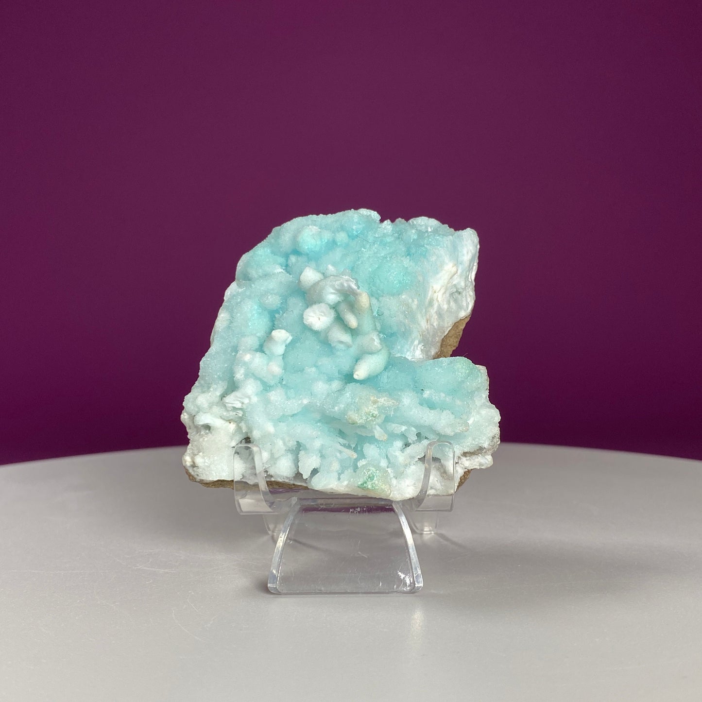 Blue Aragonite Specimen (Yunnan, China) (Includes Acrylic Stand)