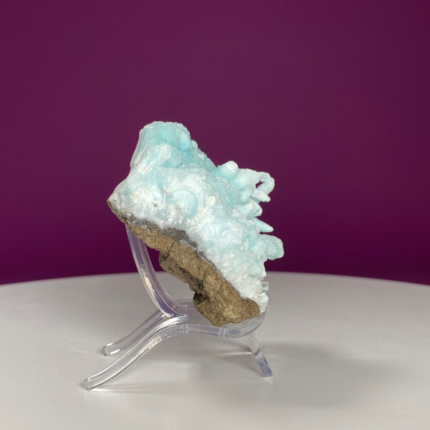 Blue Aragonite Specimen (Yunnan, China) (Includes Acrylic Stand)