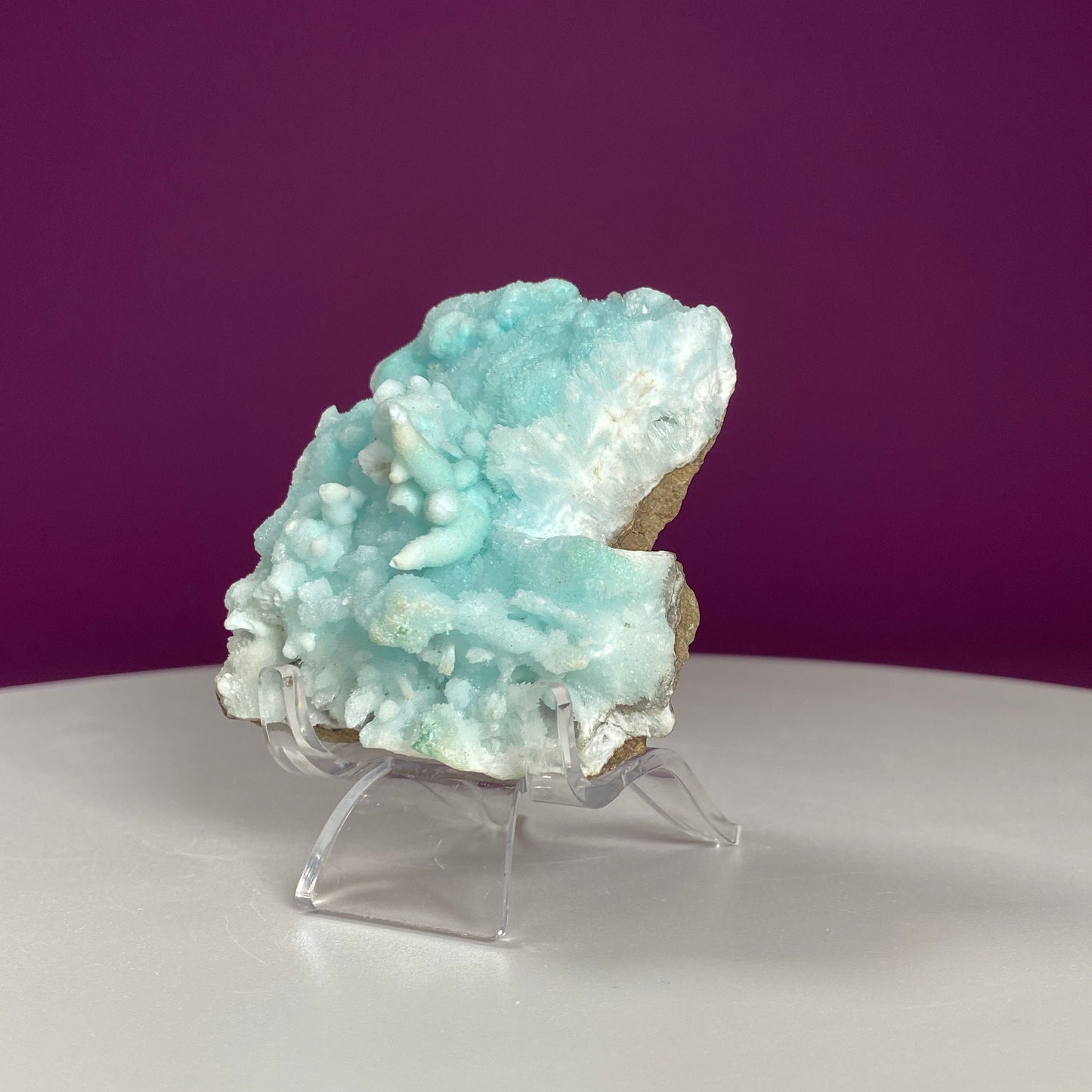 Blue Aragonite Specimen (Yunnan, China) (Includes Acrylic Stand)