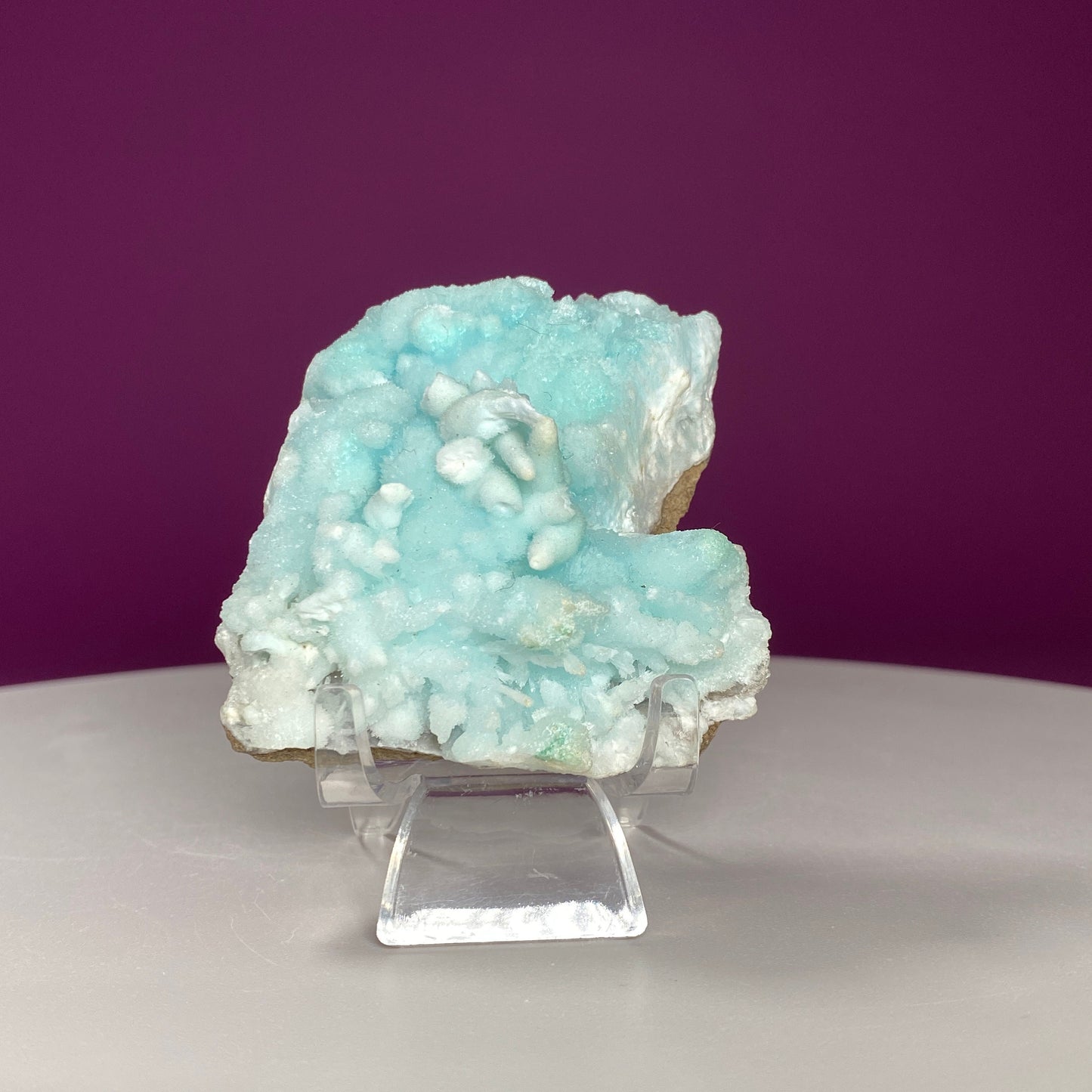 Blue Aragonite Specimen (Yunnan, China) (Includes Acrylic Stand)