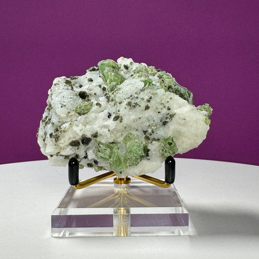 Diopside Crystal Specimen (Includes Acrylic/Metal Adjustable Stand)