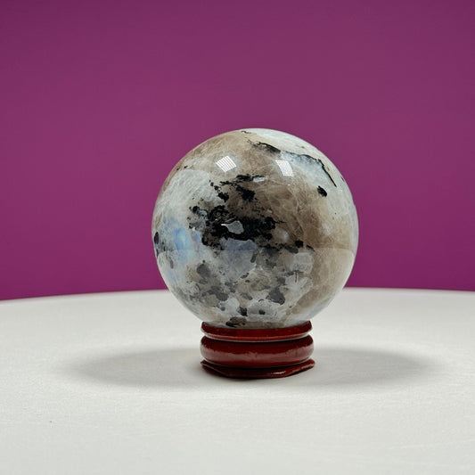 Blue Moonstone Sphere (Includes Wood Stand)