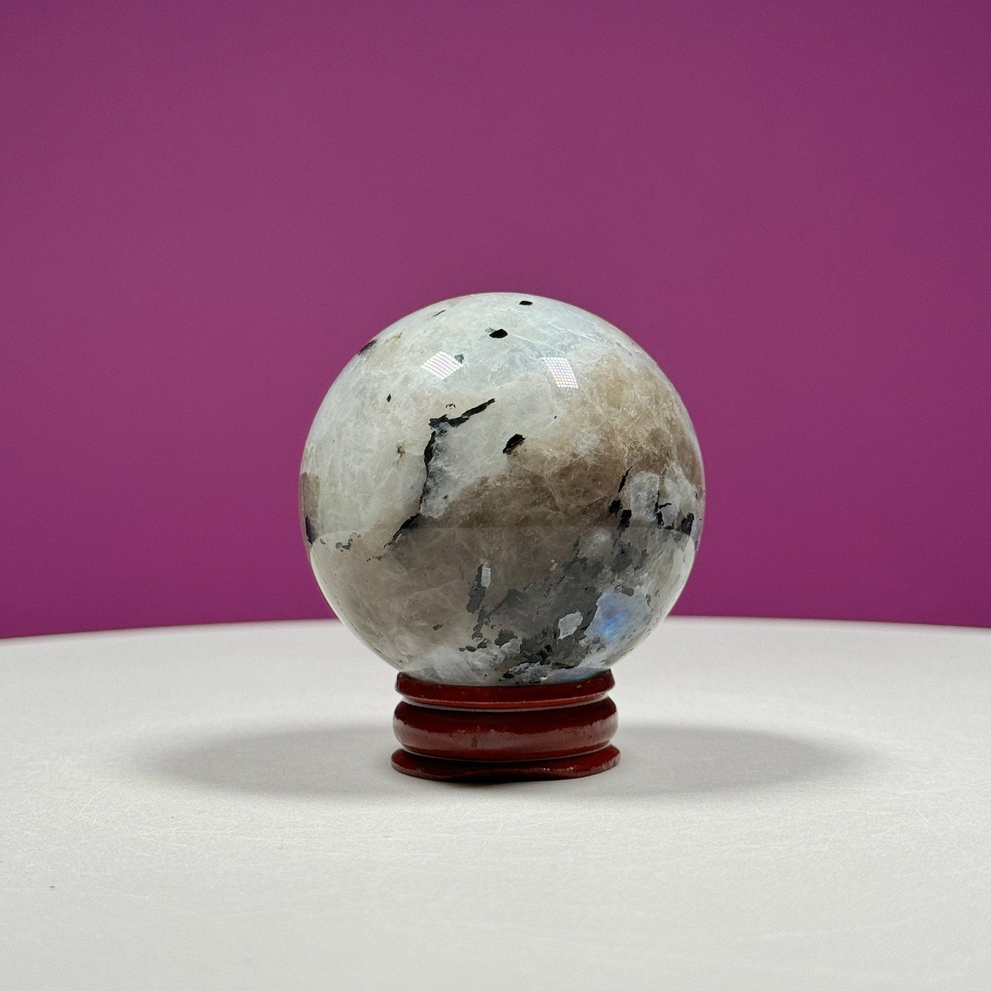 Blue Moonstone Sphere (Includes Wood Stand)